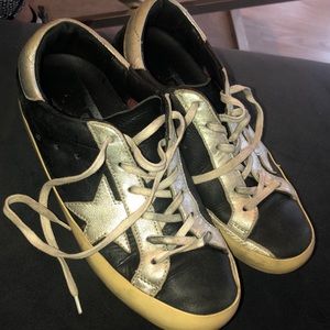 Golden Goose leather and silver superstars